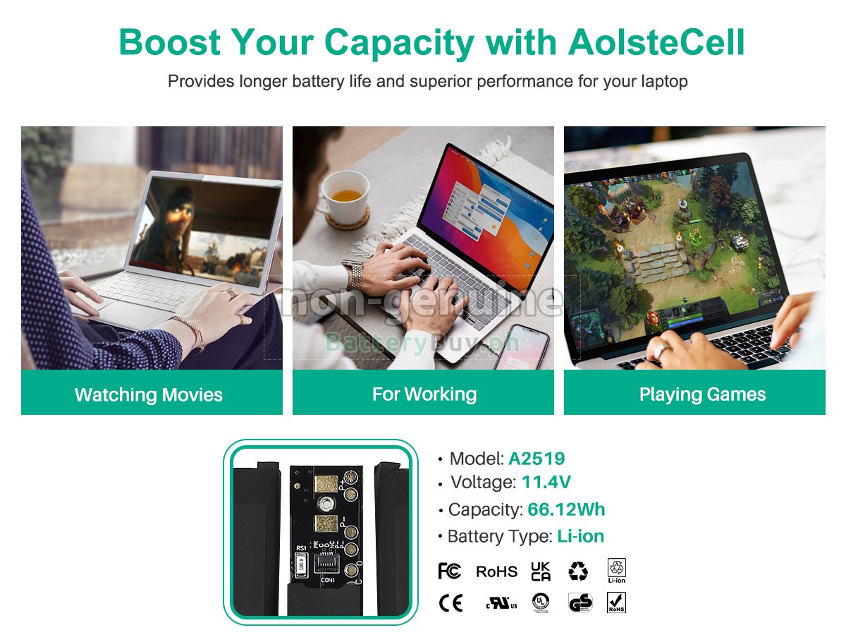 Apple MacBook Pro 14-inch M1 MAX 10 CPU 24 GPU Replacement Battery