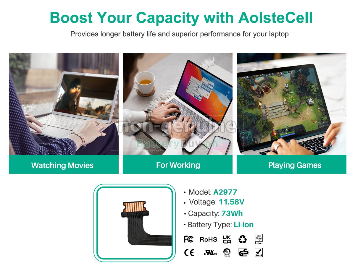 Apple MacBook Pro M3 MAX 16-Core CPU 40-Core GPU 14-inch Late 2023 Replacement Battery