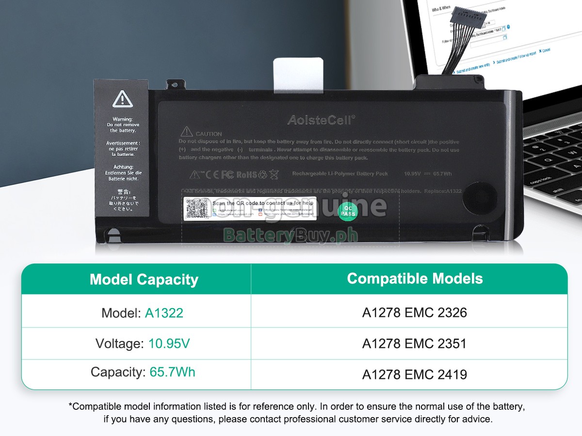 Apple MacBook 13 inch MC375LL/A Replacement Battery