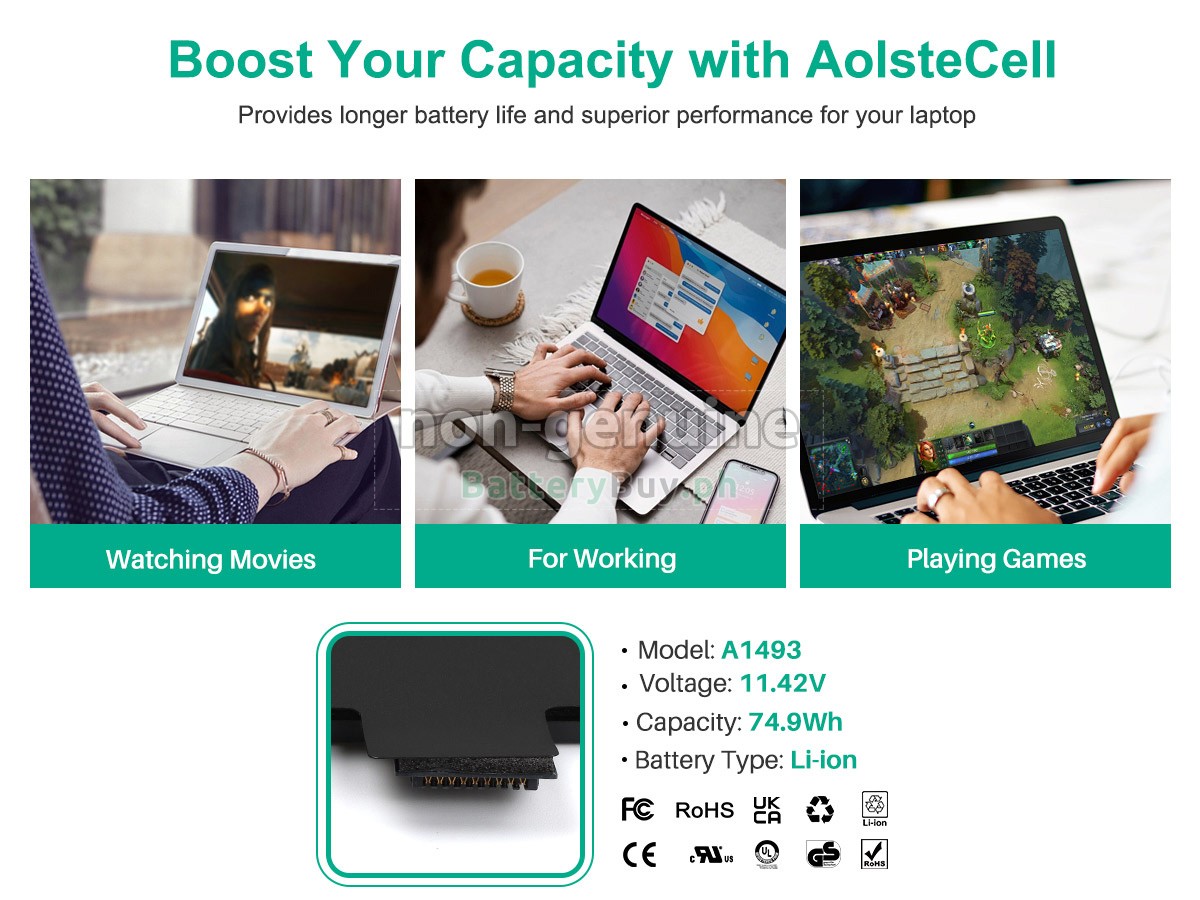 Apple MacBook Pro 13.3 inch Retina ME867LL/A Replacement Battery