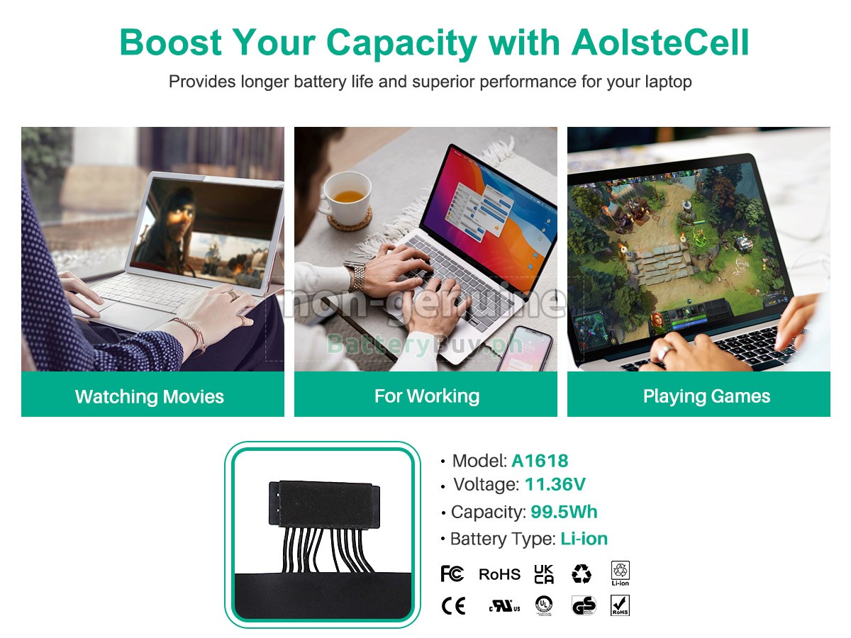 Apple MacBook Pro 15.4 inch Retina MJLT2LL/A Replacement Battery