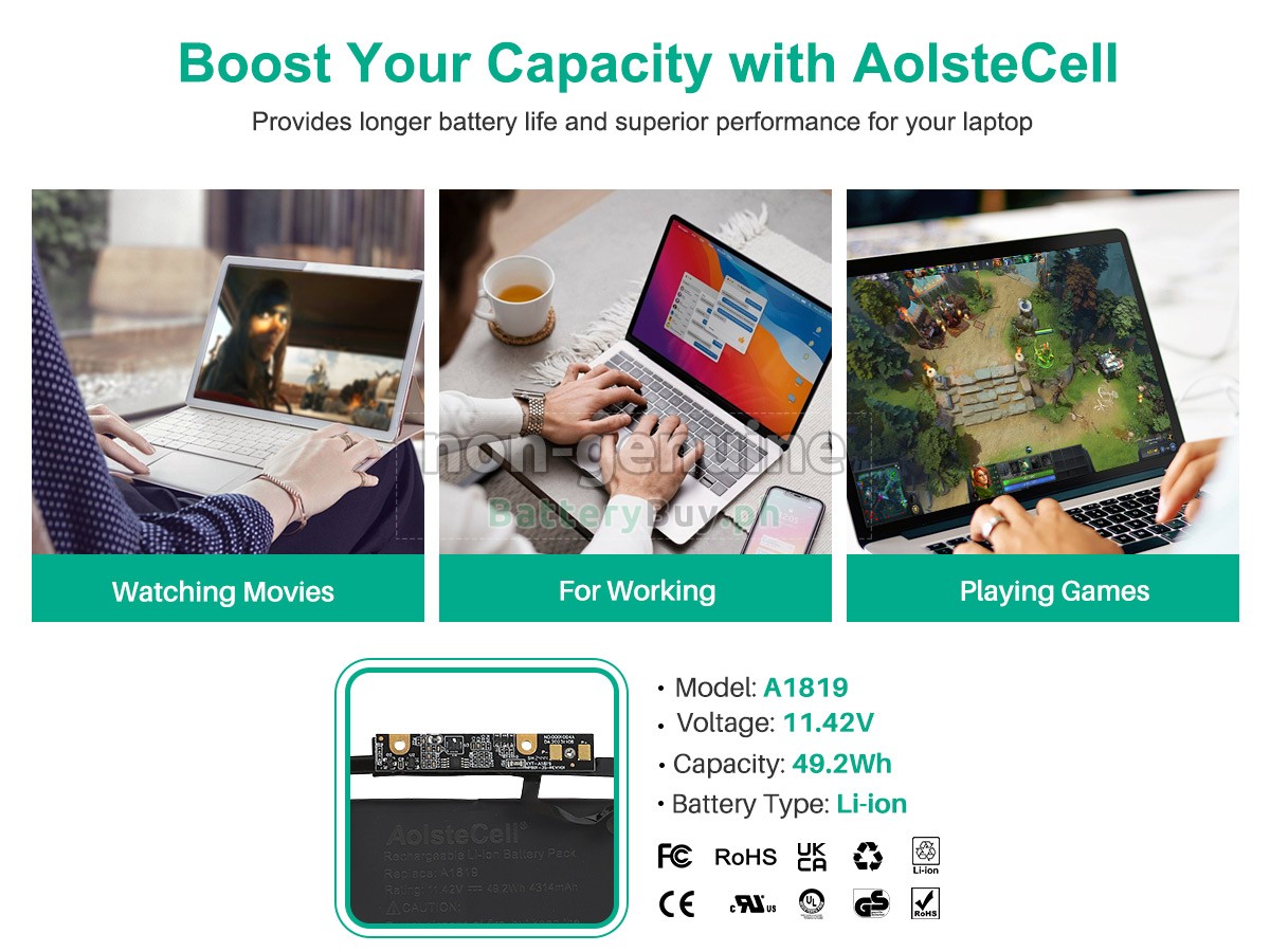 Apple MacBook Pro 13-inch MPXV2LL/A Replacement Battery