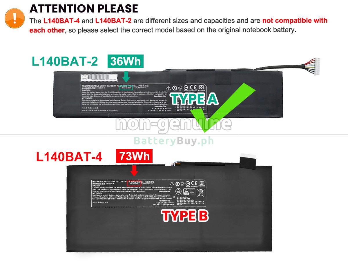 Clevo 6-87-L140S-32B01 Replacement Battery