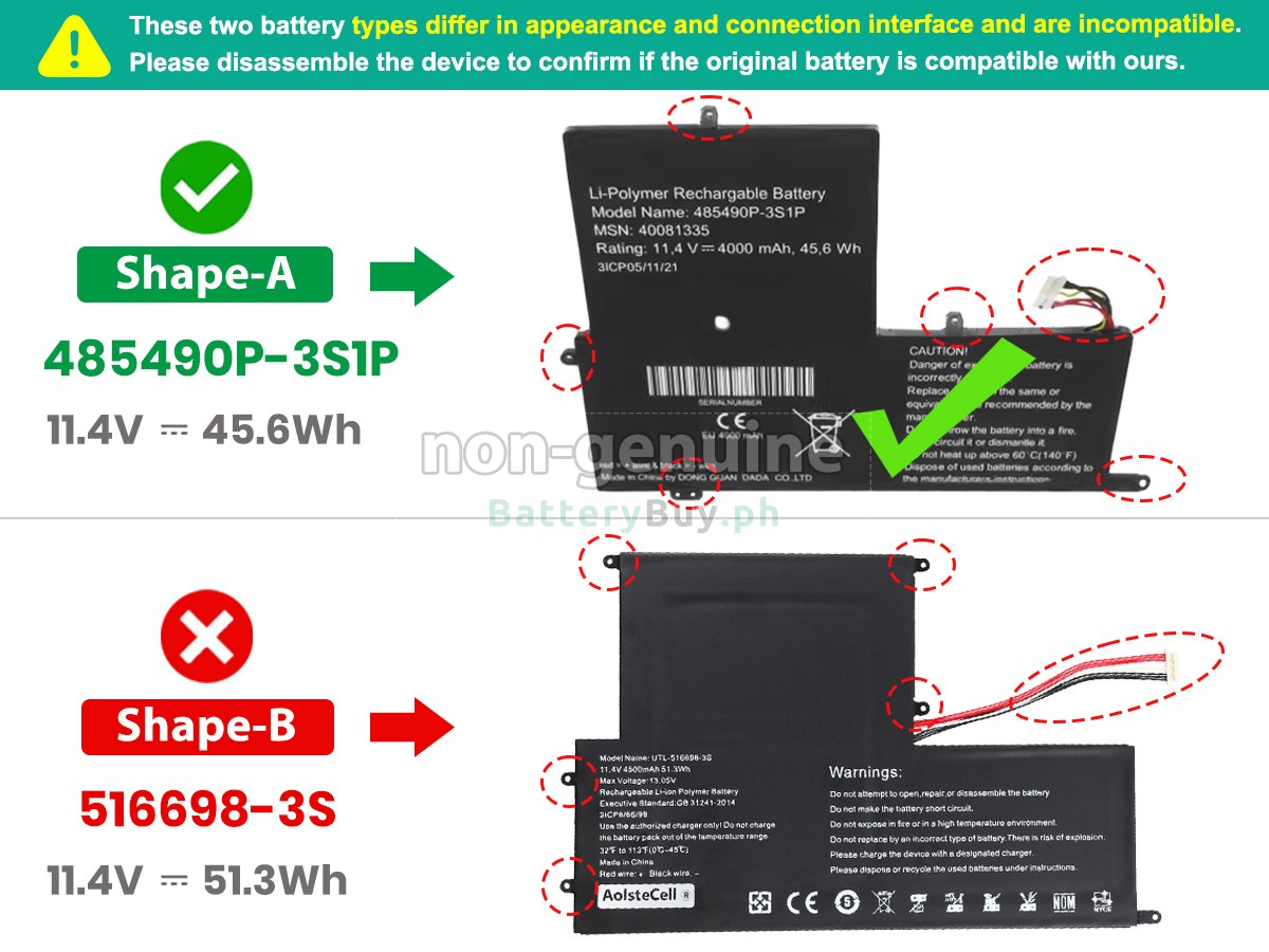 EVOO 516698-3S Replacement Battery