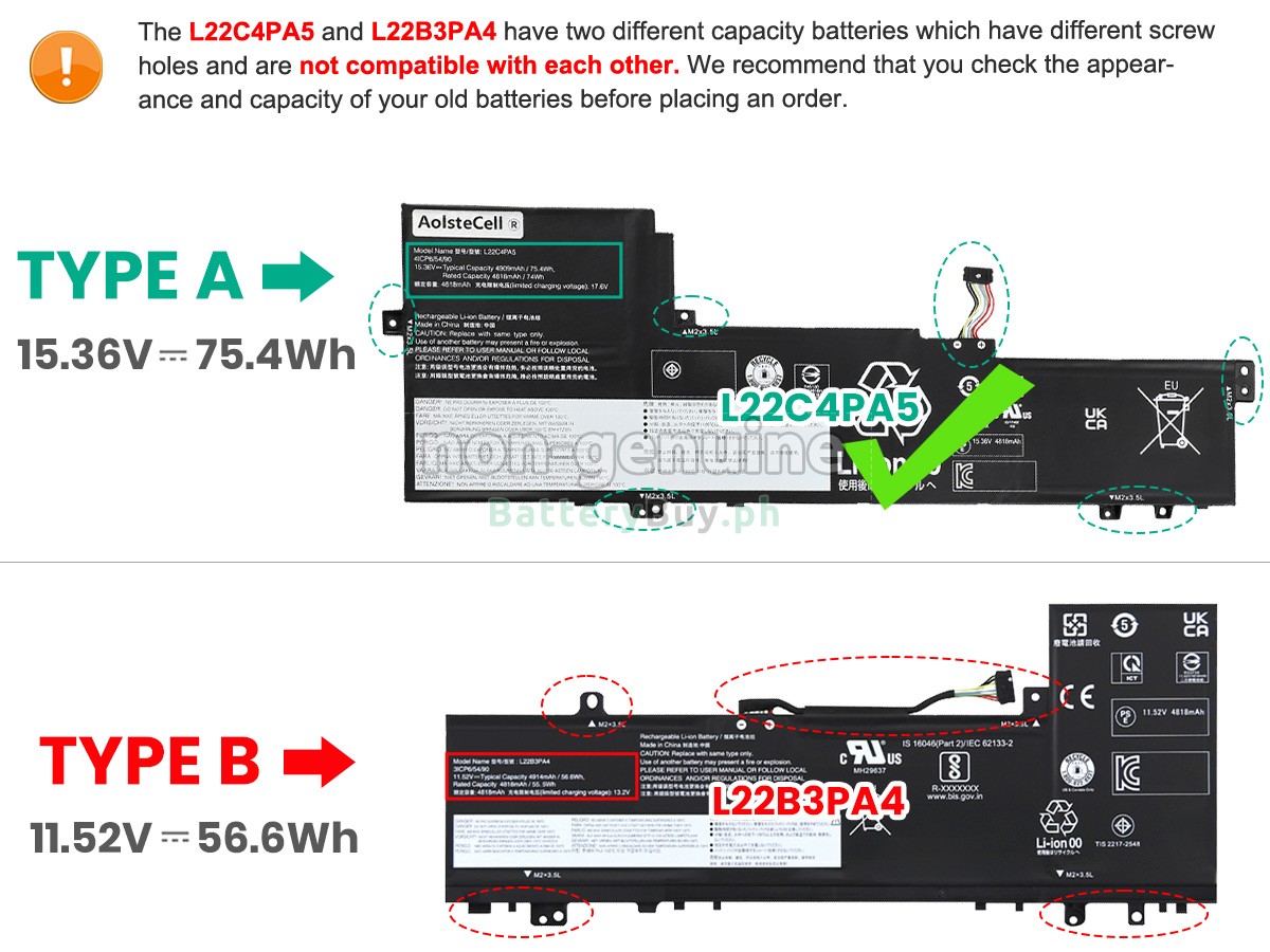Lenovo IdeaPad SLIM 5 16IAH8-83BG005XLT Replacement Battery